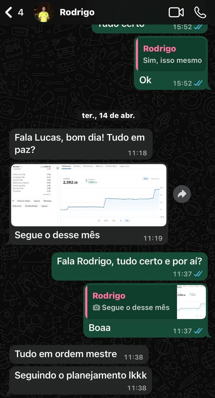Conversa e dashboard da Interactive Brokers do Rodrigo seguindo o planejamento